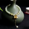Pulsera con Encanto de Loto de Jade Hetian Natural Natural Hetian Jade Lotus Charm Bracelet