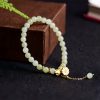 Pulsera con Encanto de Loto de Jade Hetian Natural Natural Hetian Jade Lotus Charm Bracelet