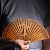 Abanico Plegable de Madera de Thuja Nubes Auspiciosas Thuja Wood Auspicious Clouds Folding Fan