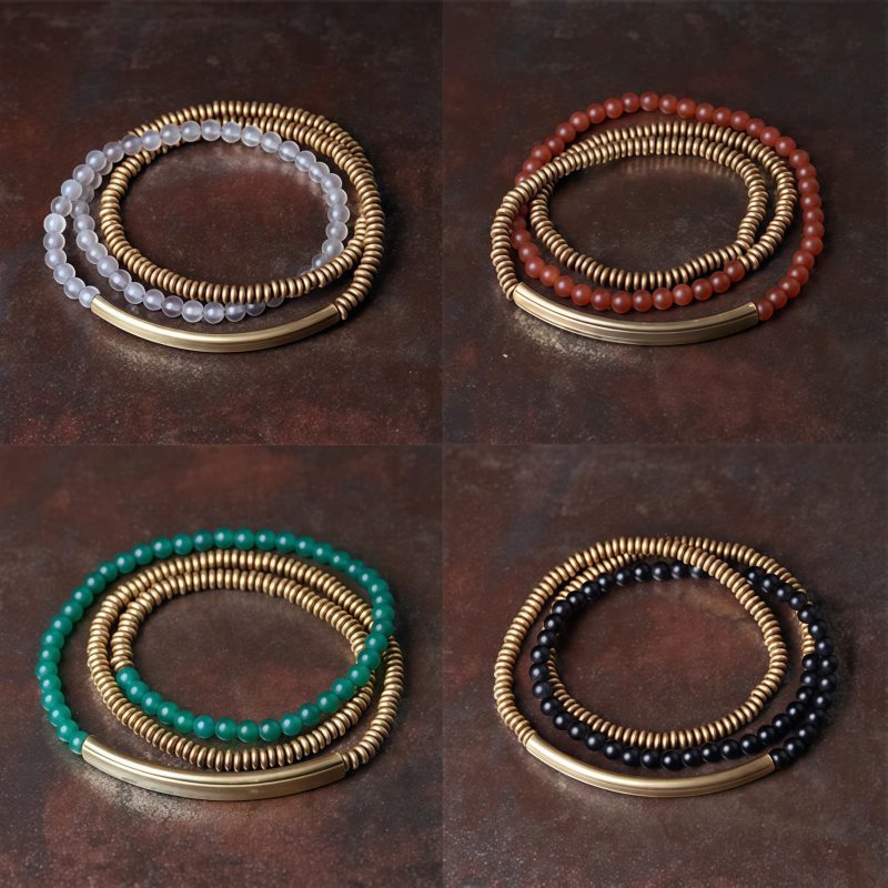 Pulsera Triple de Protección de Ágata Tibetana y Cobre Tibetan Agate Copper Protection Triple Wrap Bracelet