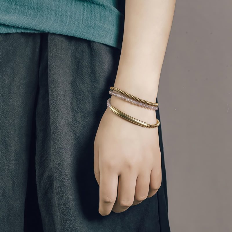 Pulsera Triple de Protección de Ágata Tibetana y Cobre Tibetan Agate Copper Protection Triple Wrap Bracelet