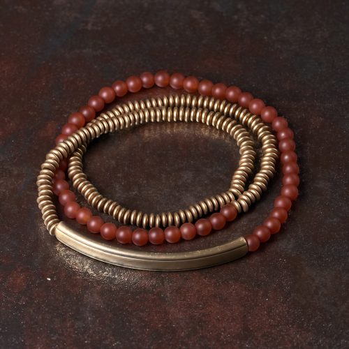 Pulsera Triple de Protección de Ágata Tibetana y Cobre Pulsera Triple de Protección de Ágata Tibetana y Cobre