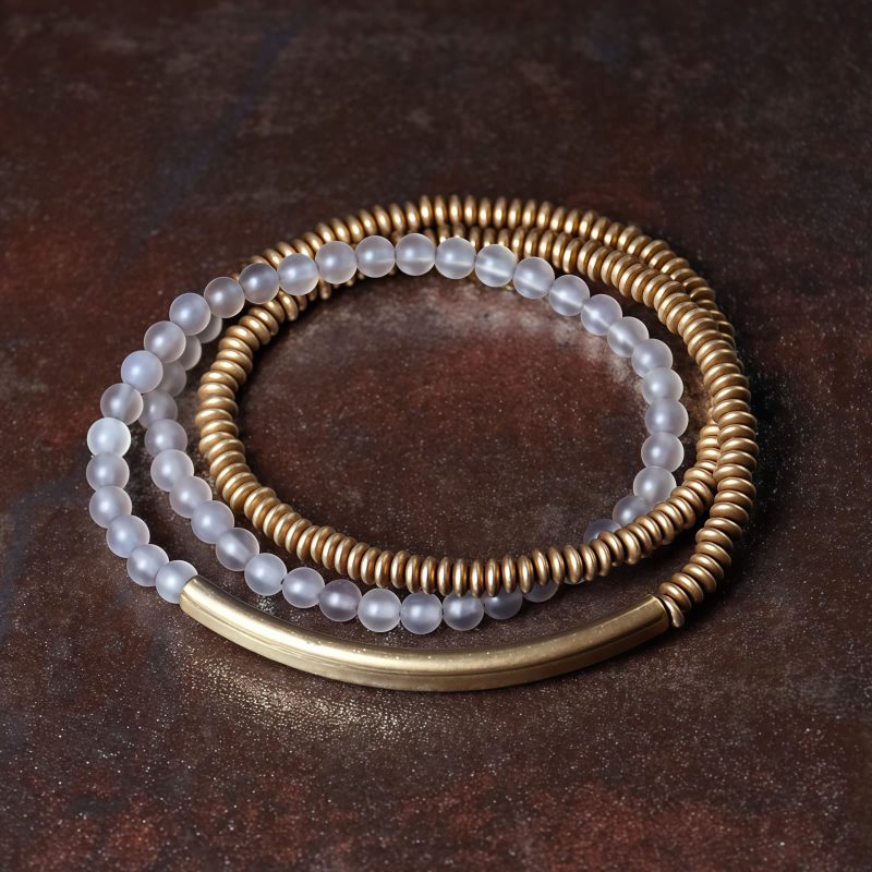 Pulsera Triple de Protección de Ágata Tibetana y Cobre Tibetan Agate Copper Protection Triple Wrap Bracelet