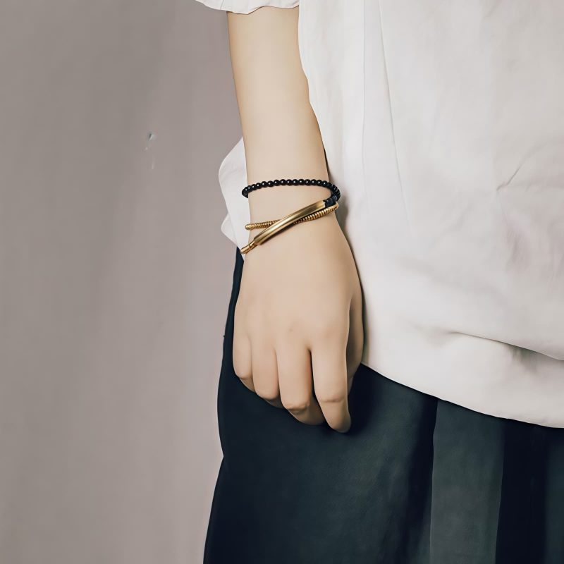 Pulsera Triple de Protección de Ágata Tibetana y Cobre Tibetan Agate Copper Protection Triple Wrap Bracelet