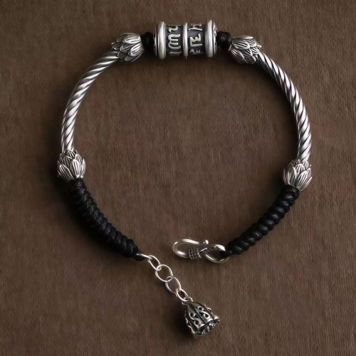 Pulsera de Loto de Cobre Tibetana con Om Mani Padme Hum Pulsera de Loto de Cobre Tibetana con Om Mani Padme Hum