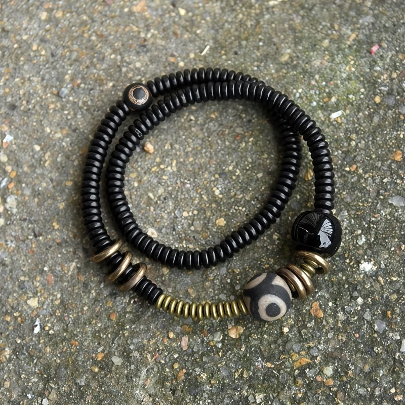 Pulsera Tibetana de Doble Vueltas con Dzi para la Calma Tibetan Dzi Bead Double Wrap Calm Bracelet