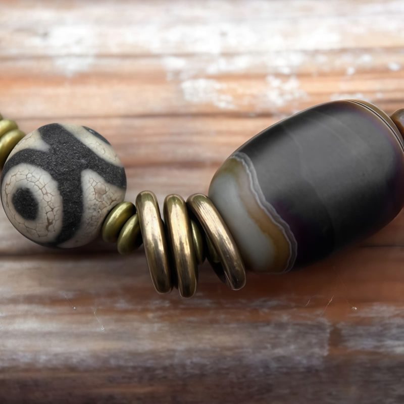 Pulsera Tibetana de Doble Vueltas con Dzi para la Calma Tibetan Dzi Bead Double Wrap Calm Bracelet