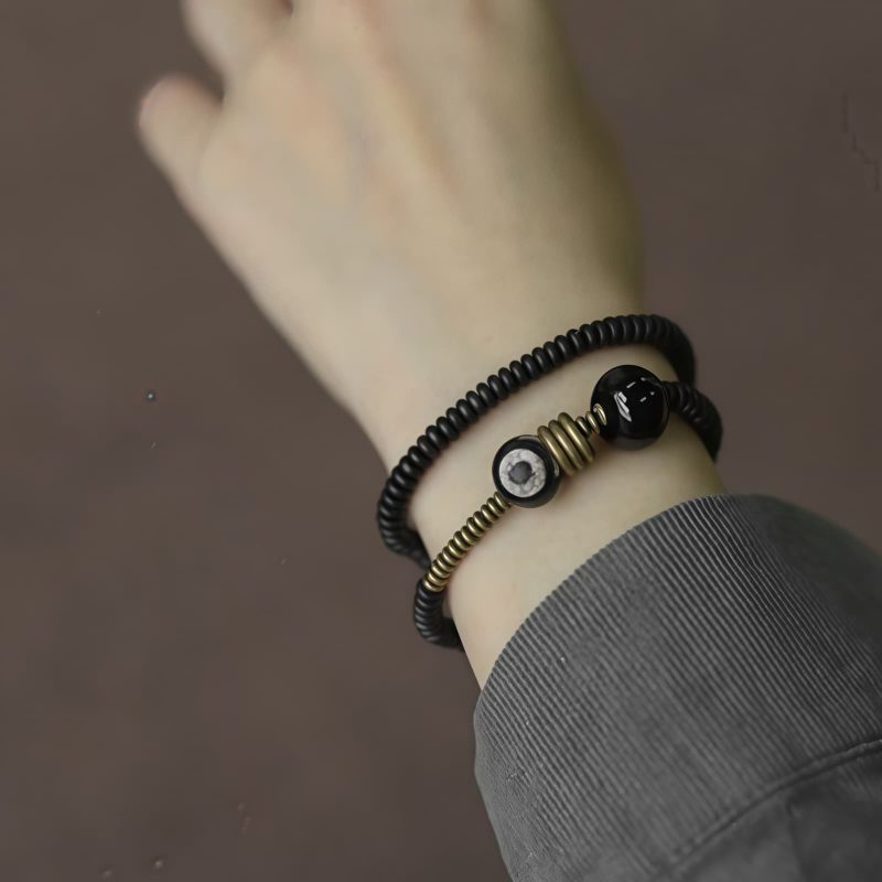 Pulsera Tibetana de Doble Vueltas con Dzi para la Calma Tibetan Dzi Bead Double Wrap Calm Bracelet