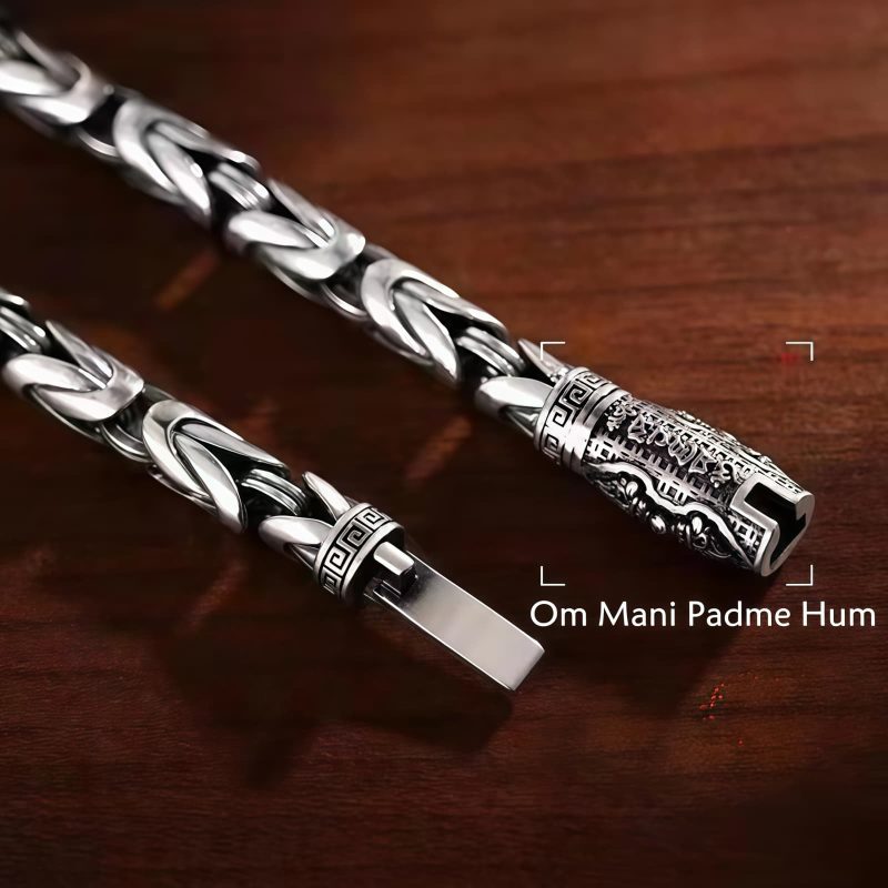 Pulsera de Cadena de Cobre Om Mani Padme Hum Tibetana Tibetan Om Mani Padme Hum Copper Chain Bracelet