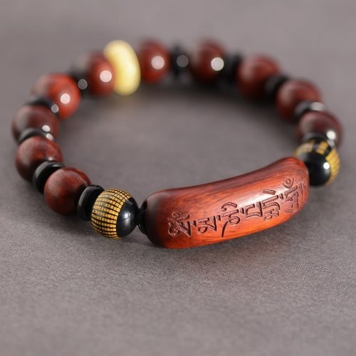 Pulsera de meditación tibetana de sándalo rojo Om Mani Padme Hum Pulsera de meditación tibetana de sándalo rojo Om Mani Padme Hum