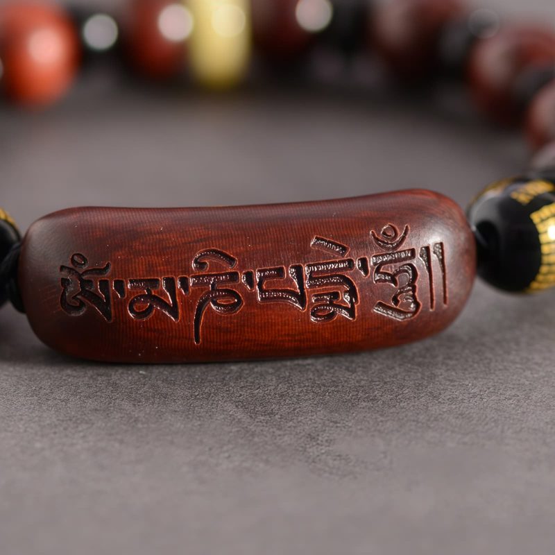 Pulseira de Meditação Tibetana de Sândalo Vermelho "Om Mani Padme Hum" Tibetan Red Sandalwood Om Mani Padme Hum Meditation Bracelet