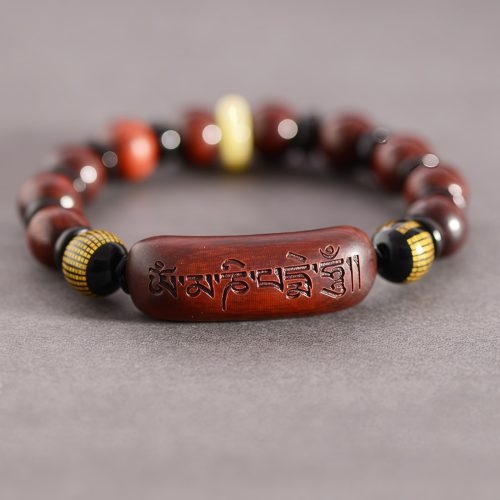 Pulsera de meditación tibetana de sándalo rojo Om Mani Padme Hum Pulsera de meditación tibetana de sándalo rojo Om Mani Padme Hum
