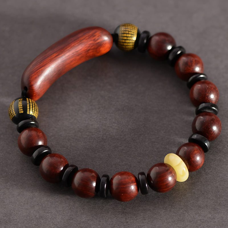 Pulseira de Meditação Tibetana de Sândalo Vermelho "Om Mani Padme Hum" Tibetan Red Sandalwood Om Mani Padme Hum Meditation Bracelet