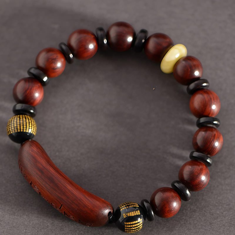 Pulseira de Meditação Tibetana de Sândalo Vermelho "Om Mani Padme Hum" Tibetan Red Sandalwood Om Mani Padme Hum Meditation Bracelet