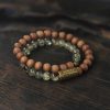 Pulsera de Cuarzo Verde Rutilado y Sándalo Tibetan Green Rutilated Quartz Sandalwood Bracelet