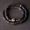 Pulsera Tibetana de Protección con Ojo de Tigre y Roca Volcánica Tibetan Three-eyed Dzi Bead Lava Rock Protection Bracelet