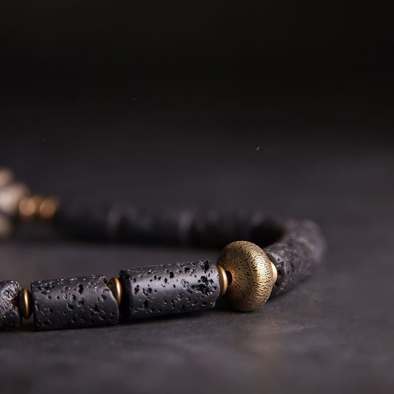 Pulsera Tibetana de Protección con Ojo de Tigre y Roca Volcánica Tibetan Three-eyed Dzi Bead Lava Rock Protection Bracelet