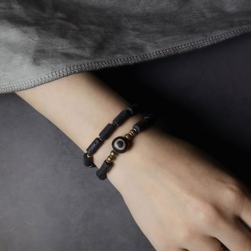 Pulsera Tibetana de Protección con Ojo de Tigre y Roca Volcánica Tibetan Three-eyed Dzi Bead Lava Rock Protection Bracelet