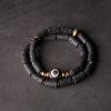 Pulsera Tibetana de Protección con Ojo de Tigre y Roca Volcánica Tibetan Three-eyed Dzi Bead Lava Rock Protection Bracelet