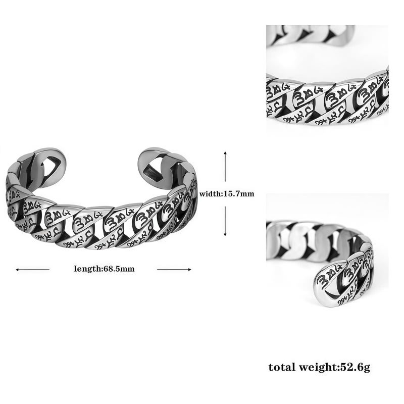 Pulseira Tibetana de Titânio com Mantra Om Mani Padme Hum Tibetan Titanium Steel Om Mani Padme Hum Bracelet