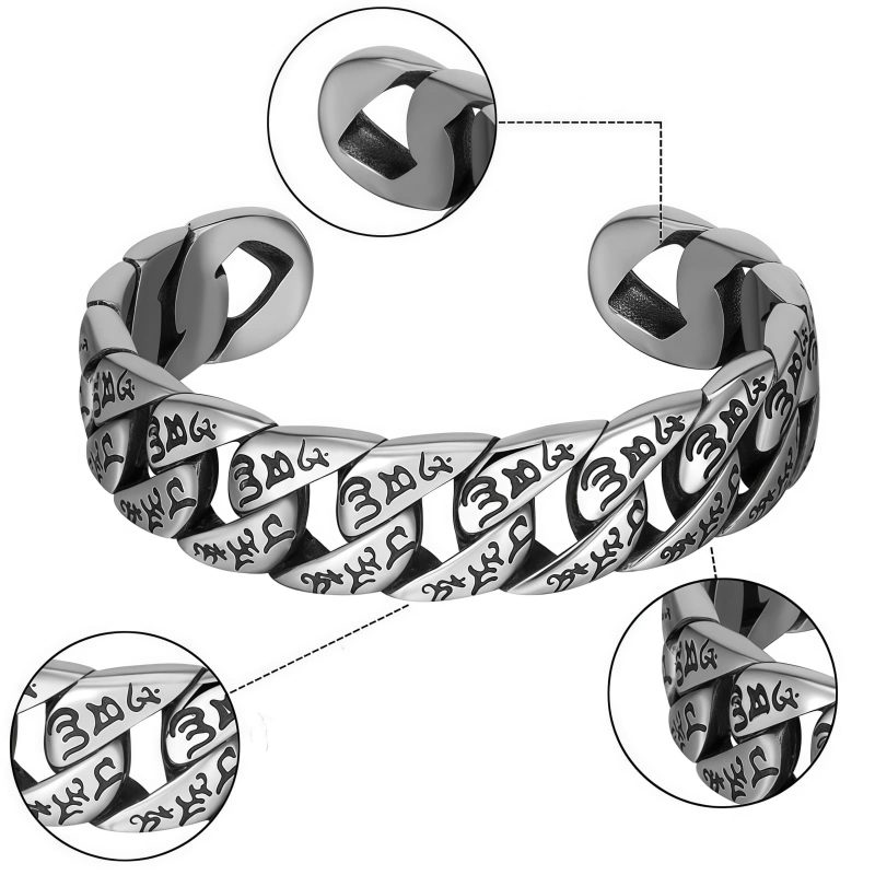 Pulseira Tibetana de Titânio com Mantra Om Mani Padme Hum Tibetan Titanium Steel Om Mani Padme Hum Bracelet