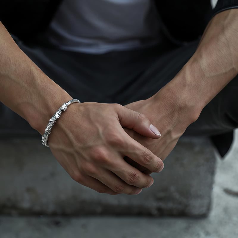 Pulsera de Prosperidad de Cobre Blanco Tibetano Tibetan White Copper Wealth Bracelet
