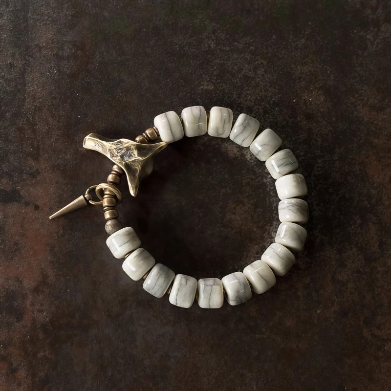 Pulsera Tibetana de Armonía con Hueso de Yak Blanco Tibetan White Yak Bone Harmony Bracelet
