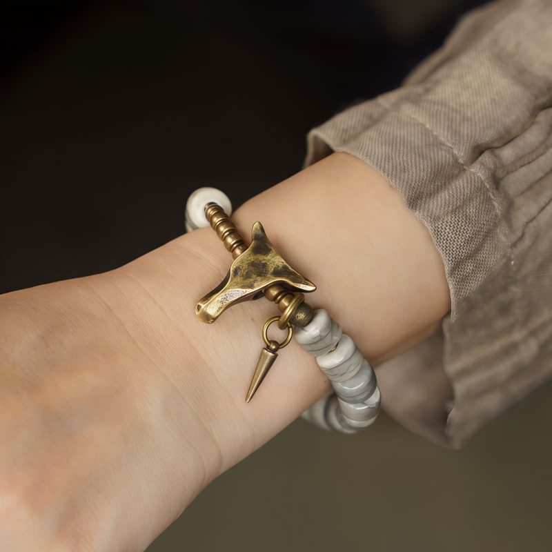 Pulsera Tibetana de Armonía con Hueso de Yak Blanco Tibetan White Yak Bone Harmony Bracelet