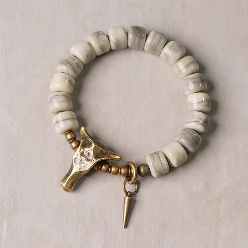 Pulsera Tibetana de Armonía con Hueso de Yak Blanco Pulsera Tibetana de Armonía con Hueso de Yak Blanco