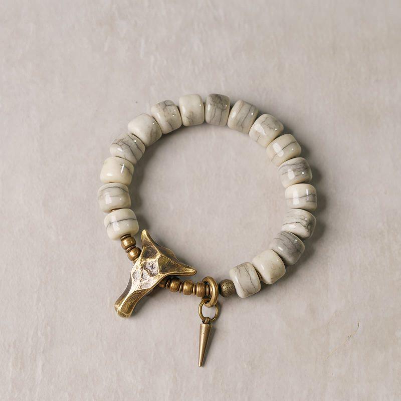 Pulsera Tibetana de Armonía con Hueso de Yak Blanco Tibetan White Yak Bone Harmony Bracelet