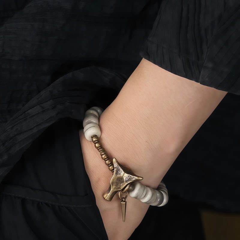 Pulsera Tibetana de Armonía con Hueso de Yak Blanco Tibetan White Yak Bone Harmony Bracelet