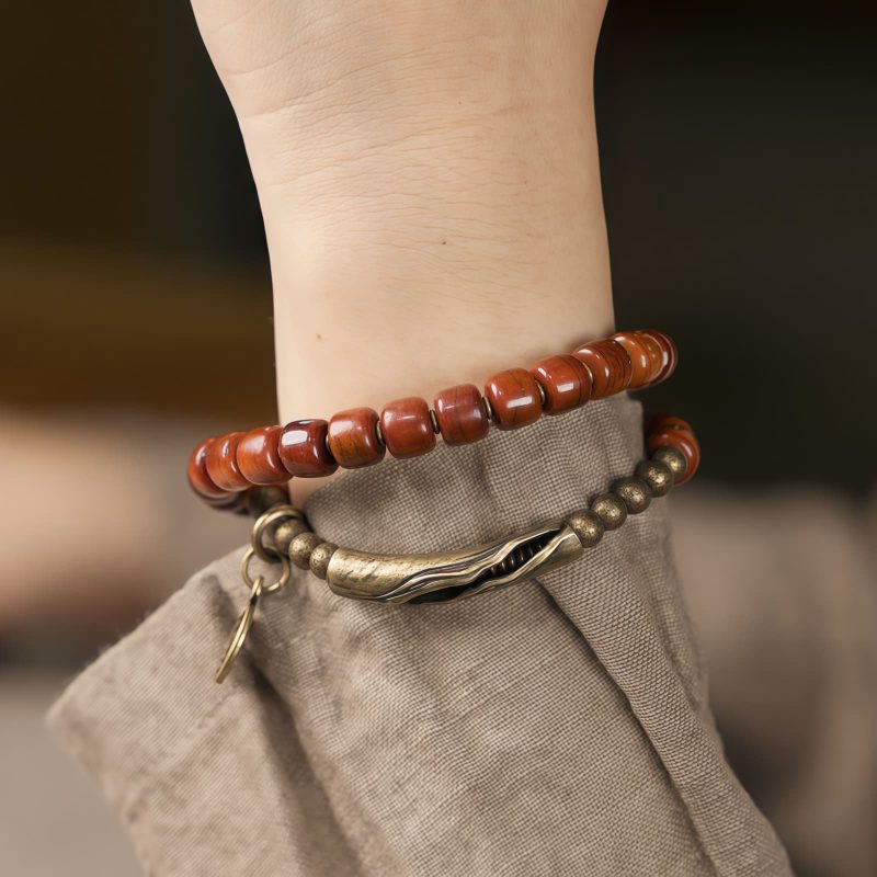 Pulsera de Equilibrio de Hueso de Yeti Tibetano y Cobre Tibetan Yak Bone Copper Balance Bracelet