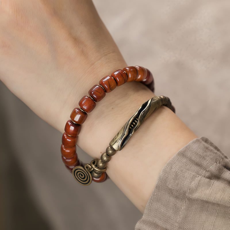 Pulsera de Equilibrio de Hueso de Yeti Tibetano y Cobre Tibetan Yak Bone Copper Balance Bracelet