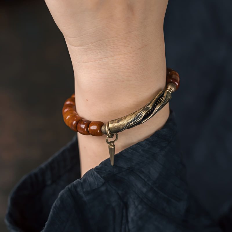 Pulsera de Fuerza de Hueso de Yak Tibetano con Cobre Tibetan Yak Bone Copper Strength Bracelet
