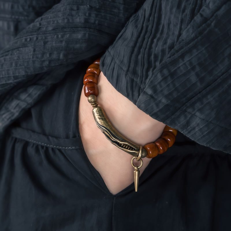 Pulsera de Fuerza de Hueso de Yak Tibetano con Cobre Tibetan Yak Bone Copper Strength Bracelet