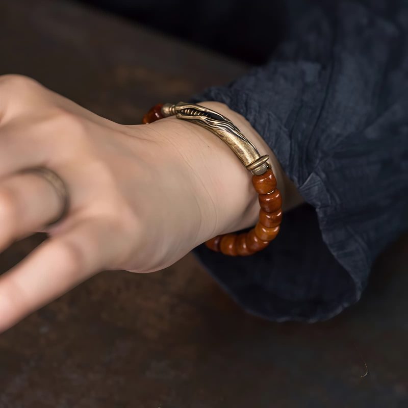 Pulsera de Fuerza de Hueso de Yak Tibetano con Cobre Tibetan Yak Bone Copper Strength Bracelet