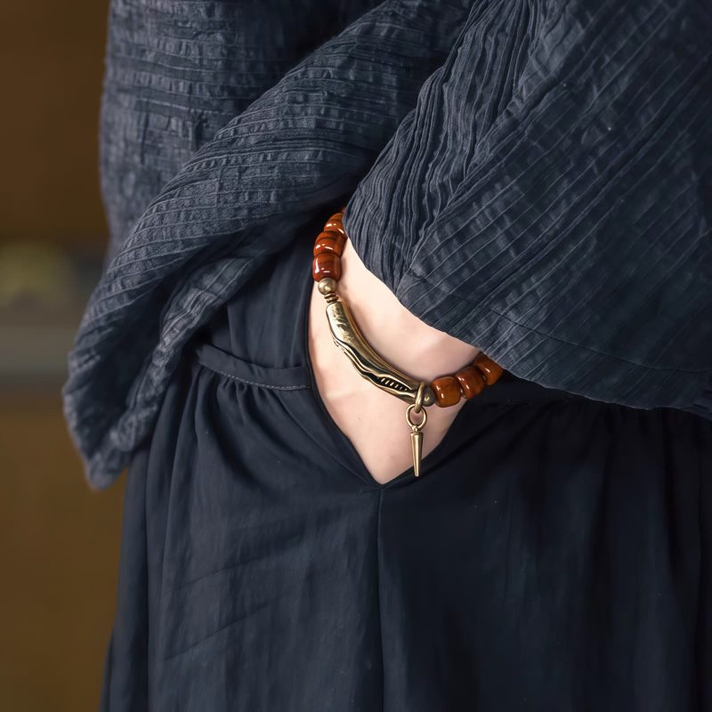 Pulsera de Fuerza de Hueso de Yak Tibetano con Cobre Tibetan Yak Bone Copper Strength Bracelet