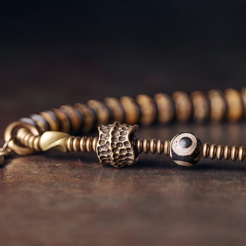 Pulsera de Poder de Hueso de Yak Tibetano y Madera de Ébano Tibetan Yak Bone Ebony Wood Power Bracelet
