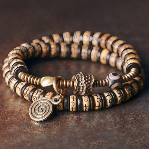 Pulsera de Poder de Hueso de Yak Tibetano y Madera de Ébano Pulsera de Poder de Hueso de Yak Tibetano y Madera de Ébano