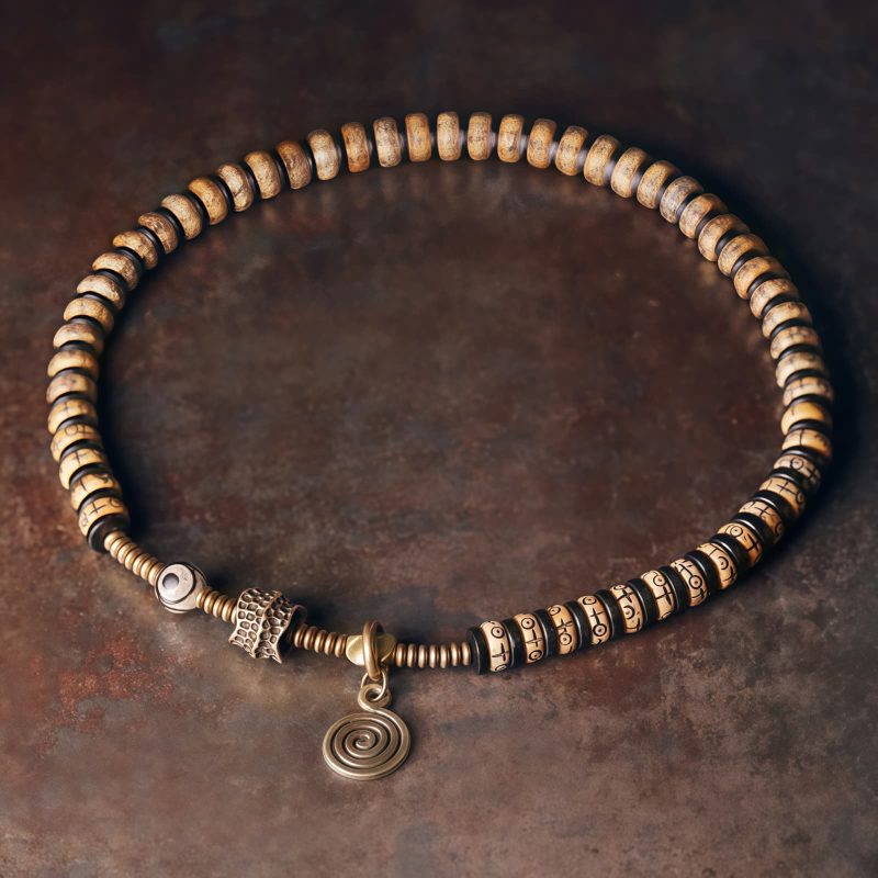 Pulsera de Poder de Hueso de Yak Tibetano y Madera de Ébano Tibetan Yak Bone Ebony Wood Power Bracelet
