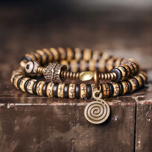 Pulsera de Poder de Hueso de Yak Tibetano y Madera de Ébano Pulsera de Poder de Hueso de Yak Tibetano y Madera de Ébano