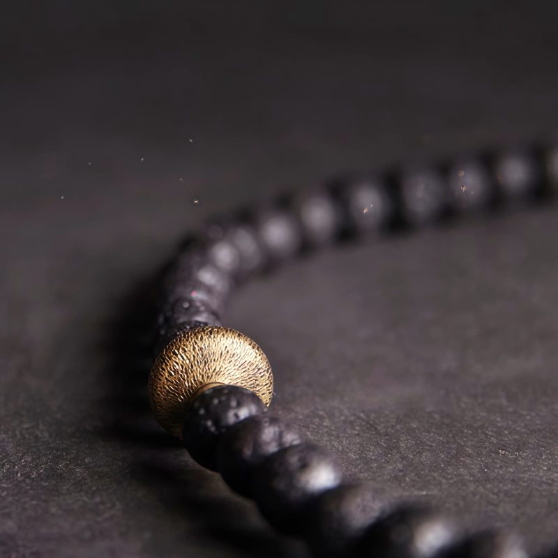 Pulsera de Lava Volcánica Vintage con Ojo de Tigre de Tres Ojos Vintage Lava Rock Healing Bracelet with Three-eyed Dzi Bead