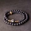 Pulsera de Lava Volcánica Vintage con Ojo de Tigre de Tres Ojos Vintage Lava Rock Healing Bracelet with Three-eyed Dzi Bead