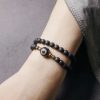 Pulsera de Lava Volcánica Vintage con Ojo de Tigre de Tres Ojos Vintage Lava Rock Healing Bracelet with Three-eyed Dzi Bead