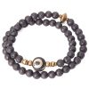 Pulsera de Lava Volcánica Vintage con Ojo de Tigre de Tres Ojos Vintage Lava Rock Healing Bracelet with Three-eyed Dzi Bead