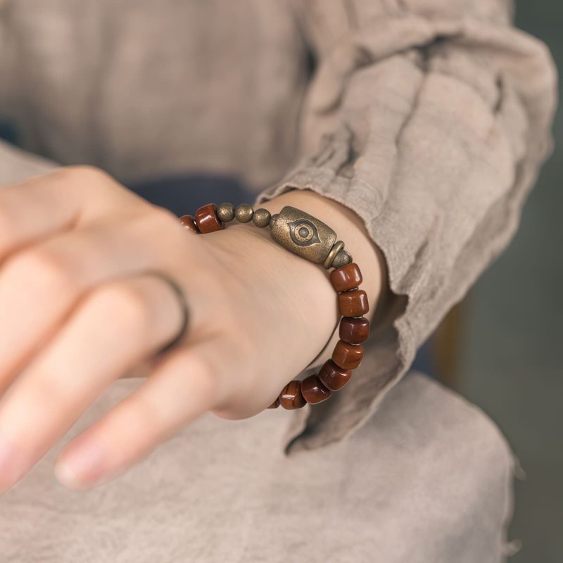 Pulsera de Fuerza Dzi Tibetana de Hueso de Yak Yak Bone Tibetan Dzi Strength Bracelet
