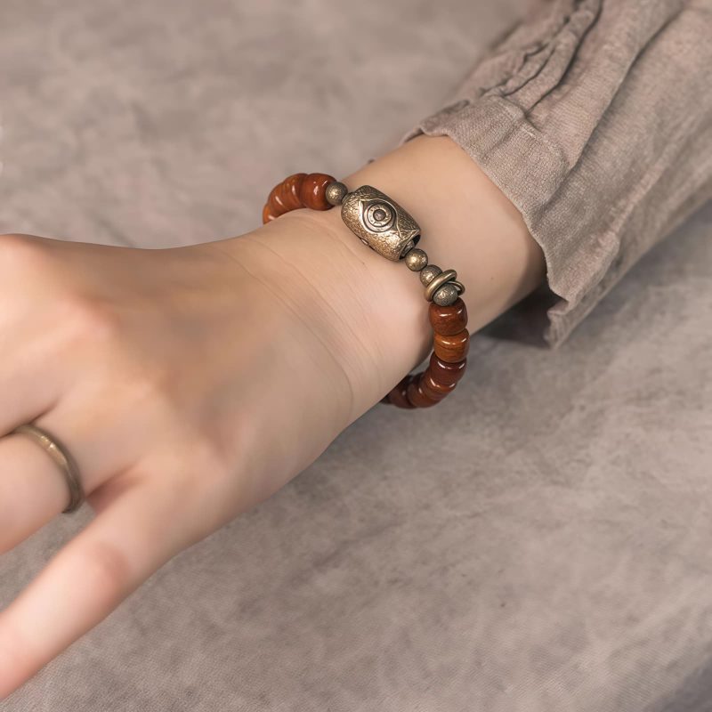 Pulsera de Fuerza Dzi Tibetana de Hueso de Yak Yak Bone Tibetan Dzi Strength Bracelet