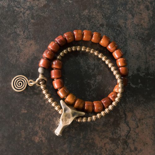 Yak Bone Tibetan Strength Bracelet with Copper Pendant Yak Bone Tibetan Strength Bracelet with Copper Pendant