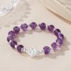 سوار ياسمينة طبيعي من الفضة عيار 925 على شكل زهرة اللوتس 925 Silver Natural Amethyst Lotus Bracelet