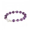 سوار ياسمينة طبيعي من الفضة عيار 925 على شكل زهرة اللوتس 925 Silver Natural Amethyst Lotus Bracelet